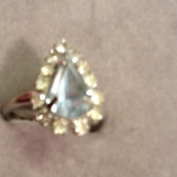 Vintage ACT 11 Ring pear shaped diamond look&stone - Picture 2 of 4